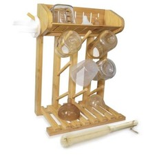 Bamboo Baby Bottle Drying Rack, Vertical Space Saving Kitchen Organizer, 9