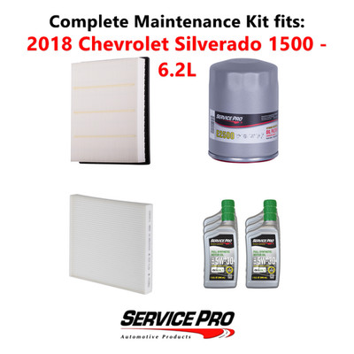 2018 Chevrolet Silverado 1500 6.2L Complete Air, Oil & Cabin Filter Kit (5W-30)