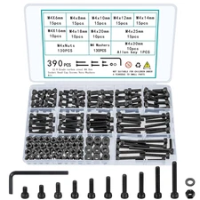 390 Pcs M4 Screws Set, M4 Bolts and Nuts Assortment Kit, Hex Socket Head Cap Scr