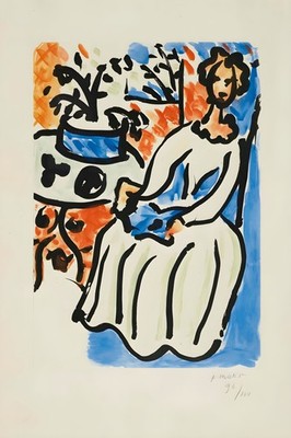   Seated Woman by the Table (1950) - 24x36  Premium   Art Print