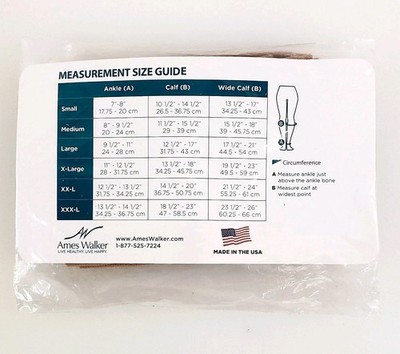 Ames Walker Compression Socks Closed Toe Large P200 Knee High 20-30mmHg Beige P6