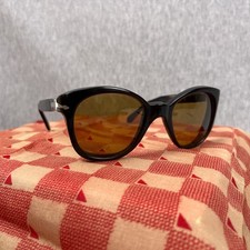Vintage Persol Solecchio 63 Sunglasses Black Plastic Womens Brown Lens Flex 80s