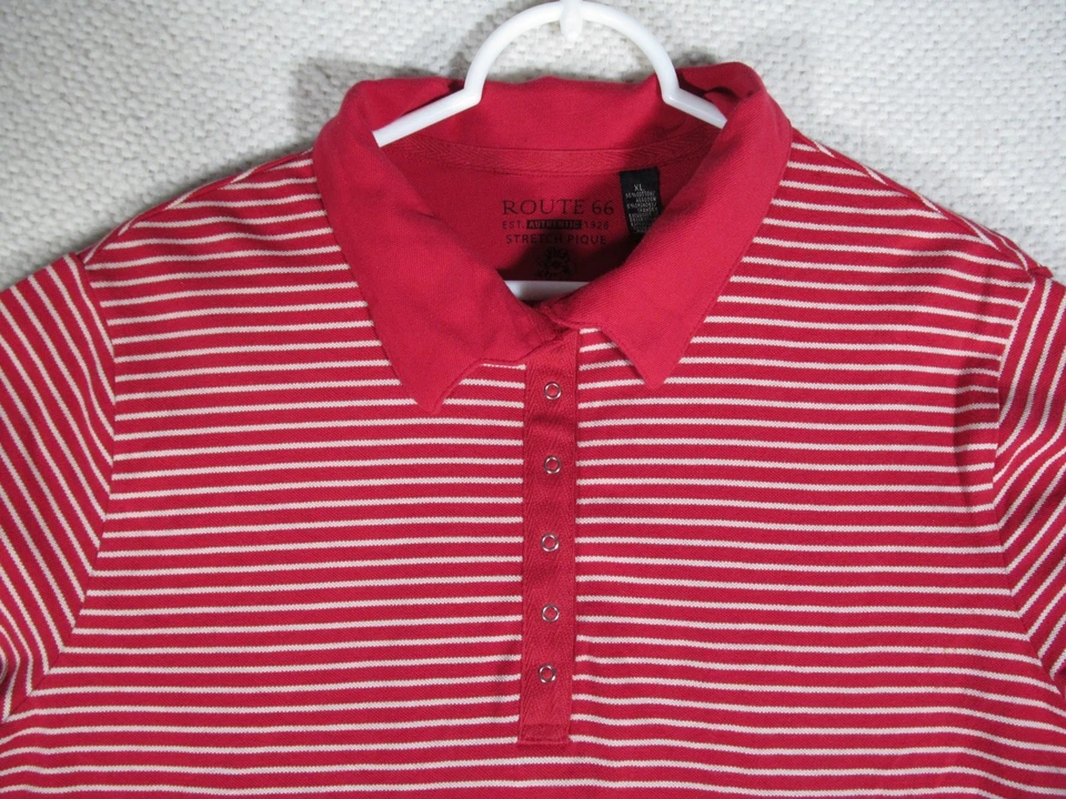 Camisa retro Route 66 para mujer talla XLG roja cuello botón manga corta Foto 2 de 4