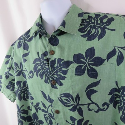 Royal Creations Hawaiian Aloha Shirt Mens 2XL Reverse Print Green Made in Hawaii