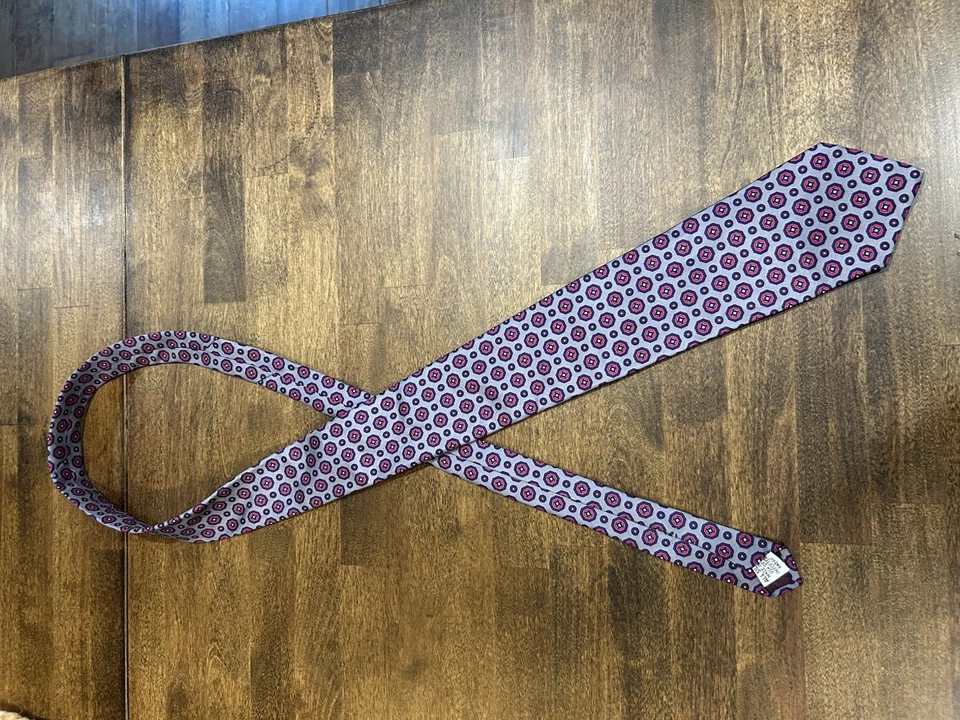 Cavalier Vintage Classic Geometric Pattern Silk Tie Necktie - Image 3 of 4