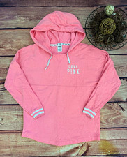 PINK Victoria  s Secret Pink/White Logo Graphic Pullover Hoodie Womens Size M