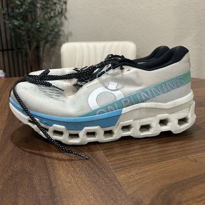 On Cloudboom Echo White/Blue/Green Men's Low Top Lace-Up Running Sneakers