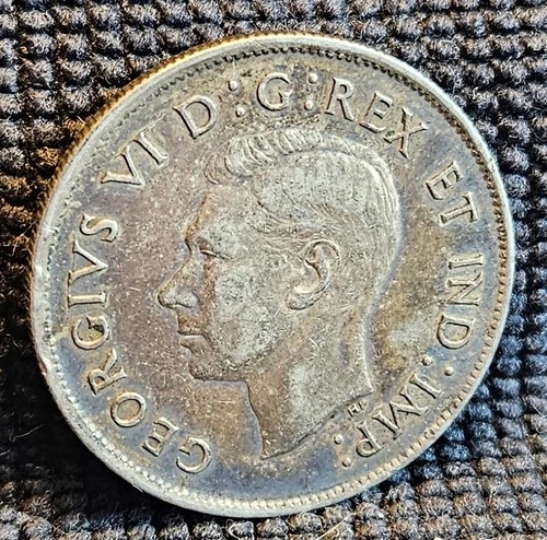 1943 Canada Silver 50 Cent- Fineness .80- Near 3 Variety- EF Cond
