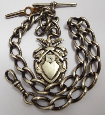 LOVELY HEAVY CHUNKY 63g ENGLISH ANTIQUE 1895 STERLING SILVER ALBERT ...