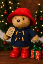 Vintage Eden Toys Paddington Bear Musical Plush w/ Tags Red Hat Boots 1980s