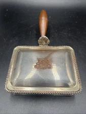 F.B. Rogers Silverplate Silent Butler Crumb Tray Wood Handle Mid-Century Vintage