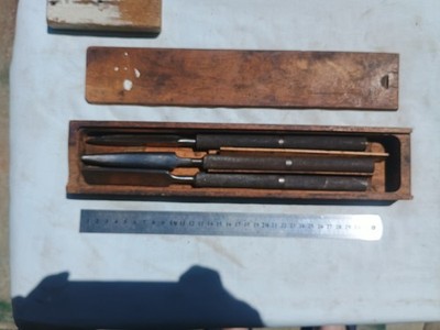 Vintage Moore & Wright Bearing Scrapers in Box White Metal Babbit Scraper Tool