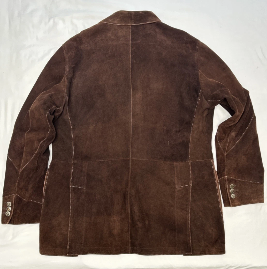 GIMO'S MENSWEAR Suede XL Jacket Brown Leather Utility Safari Field Blazer Italy - product detail image 3