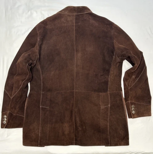 GIMO'S MENSWEAR Suede XL Jacket Brown Leather Utility Safari Field Blazer Italy image 3