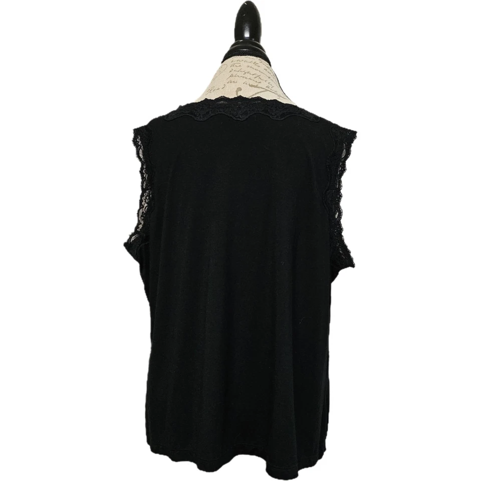 Camiseta sin mangas vintage Y2K NY Collection negra con ribete de encaje talla 2X Vampire Diaries Foto 4 de 4