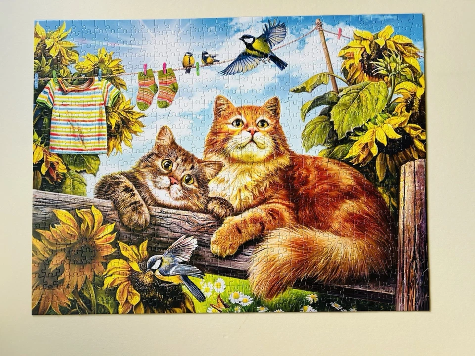 Buffalo Cats Series Summer Play Puzzle 750 Pieces Jigsaw Puzzle Sunflowers Cat - Image 2 of 4