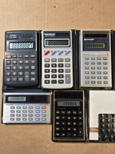 Lot 5 Pocket Size Solar Vintage Calculators All Working Well - Sharp, Canon, RS
