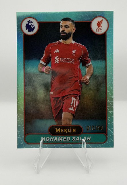 2025-26 Topps Merlin Mohamed Salah Aqua Teal Refractor /199 #115 Liverpool FC