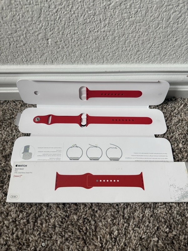 Apple Sport Band Red for Apple 38mm, 40mm, and 41mm watches.