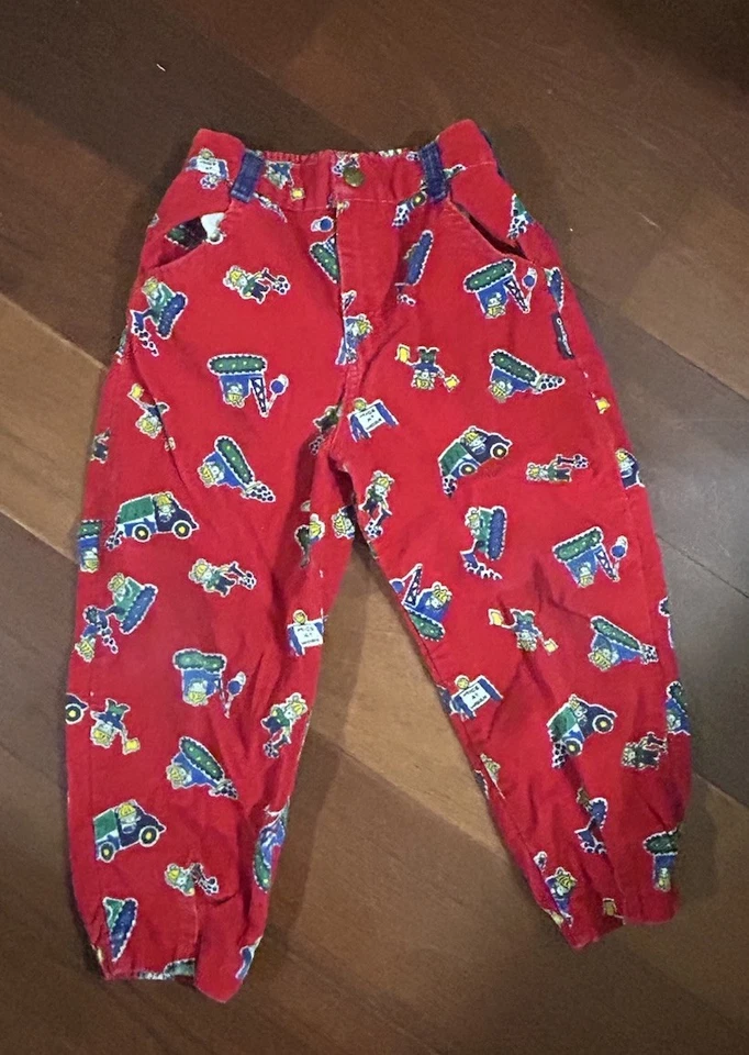 Pantalones de pana de construcción/tractores rojos Osh Kosh B’Gosh vintage 4T Foto 3 de 4