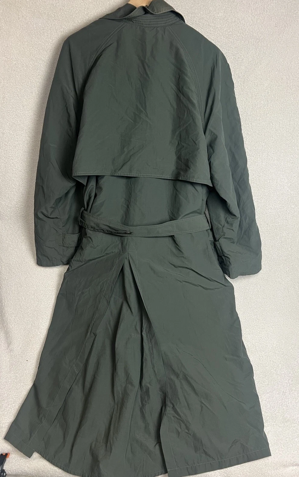 Stanley Blacker Vintage Green Trench Coat Size XXL Men's Black Wool Linen - product detail image 2