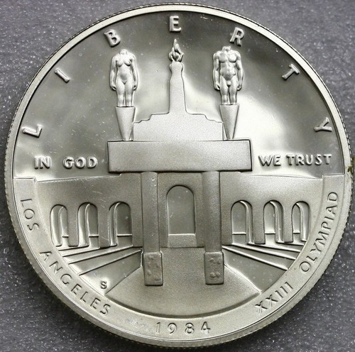 1984 S PROOF Commemorative XXIII Olympiad Olympics One Dollar 90% Silver Coin BU - Picture 2 of 2