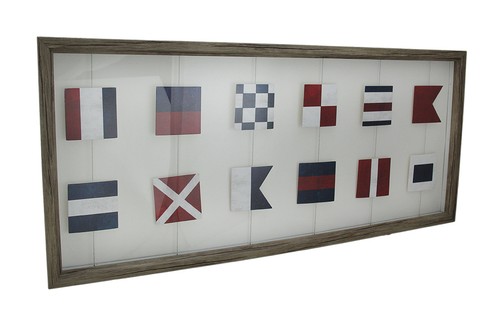 Scratch & Dent Wood Framed Nautical Signal Flags Decorative Wall Hanging