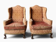 ANTIQUE PAIR OF SOLID WALNUT ARMCHAIRS CHIPPENDALE STYLE SUPERIOR QUALITY C1920