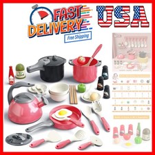 32Pcs Kids Play Kitchen Toys Set, Toddlers Pretend Cooking Playset Acccessori...