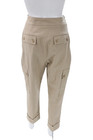 Trina Turk Unisex Cargo Cropped Pants Beige Cotton Button Size 2 — photo 3