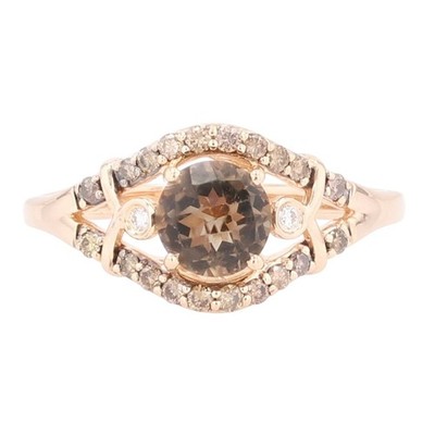 Le Vian 1.00ctw Smoky Quartz and Brown Diamond Dome Ring 14k Rose Gold Size 7.75