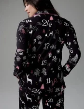 Soma Embraceable Pajamas Set Holiday Countdown Size Large Black Pink