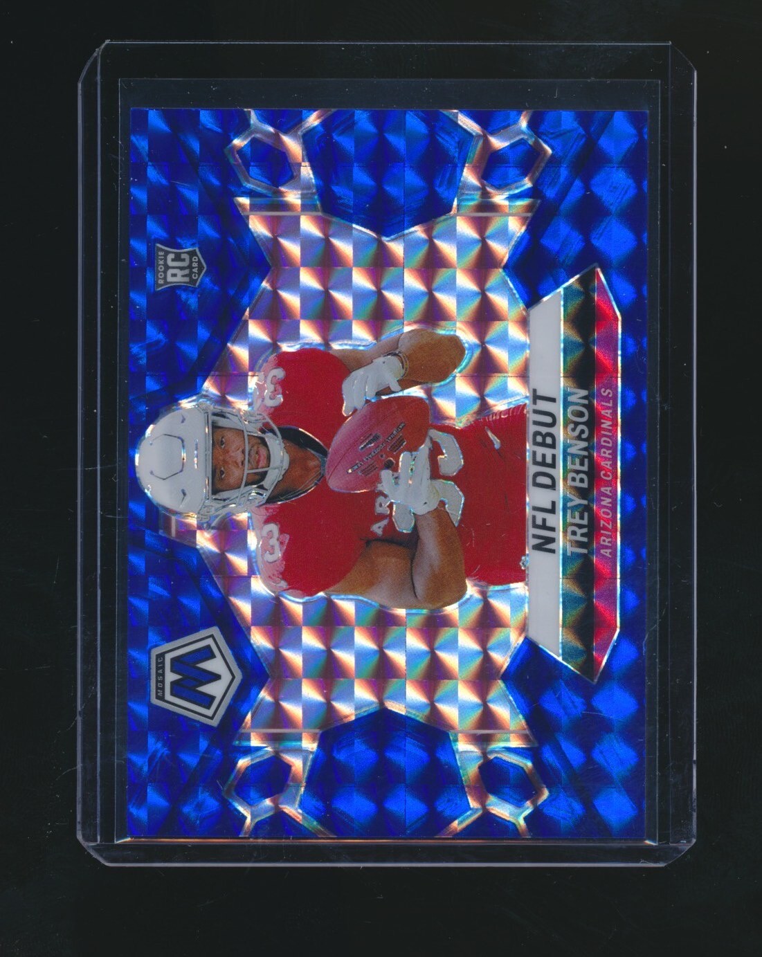 TREY BENSON 2024 PANINI MOSAIC NFL DEBUT BLUE PRIZM RC PARALLEL 32/99 #277