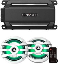 Kenwood KAC-M5024BT Compact 4Ch 600W Car Amplifier w/ 6.5" 2-Way Marine Speakers
