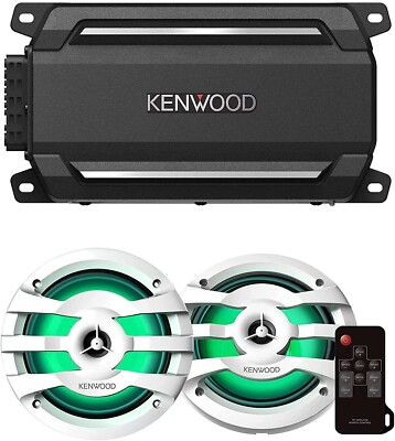 Kenwood KAC-M5024BT Compact 4Ch 600W Car Amplifier w/ 6.5'' 2-Way Marine Speakers