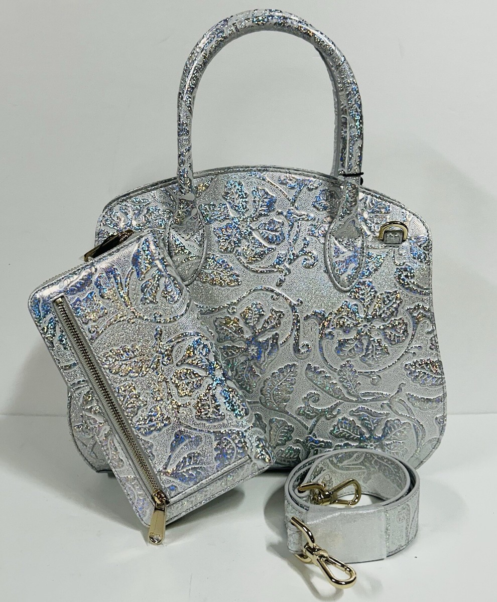 BRAHMIN NWT~ CHROME ESTONIA ROSETTA SATCHEL & SURI WALLET