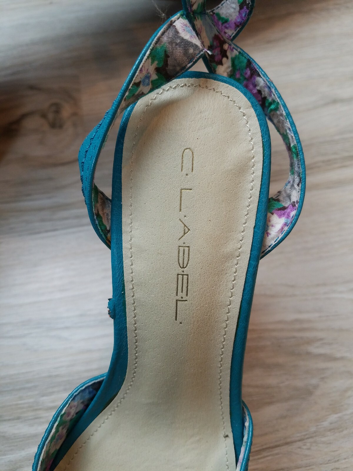 C label Women's High Heels Size 8 Ladies Blue Open Toe Strap Cork