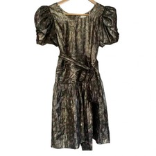LoveShackFancy Black And Gold Metallic Mercy Dress in Midnight Vine NWT  Size 4