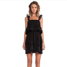 J.O.A Ruffled Double Layer Black Chic Dress with Scalloped Trim NWOT - Size S