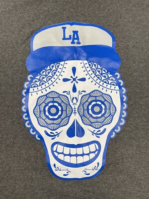 Los Angeles LA Sugar Skull Dia De Los Muertos T Shirt Dodgers Blue