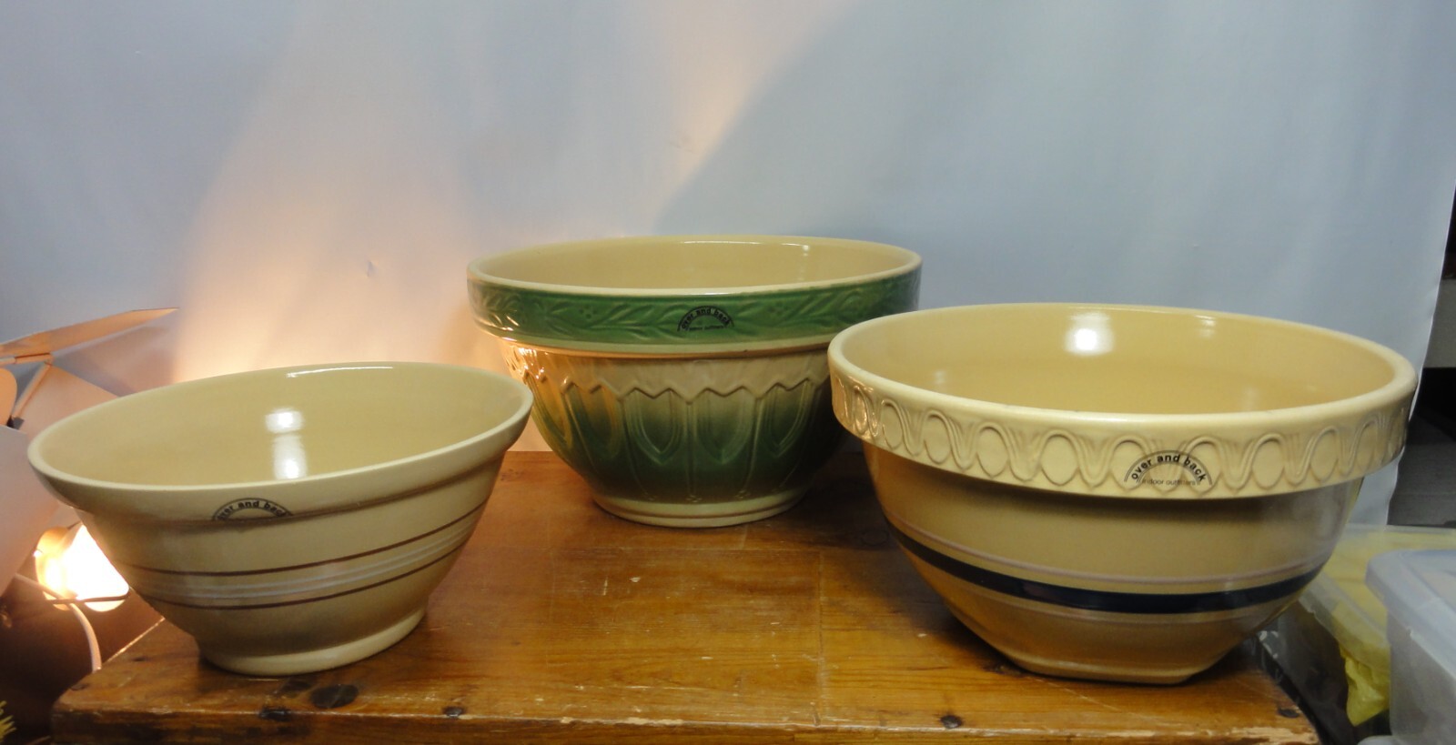 OVER and BACK Yellow Ware Farmhouse BOWL Set of 3 NEW eBay