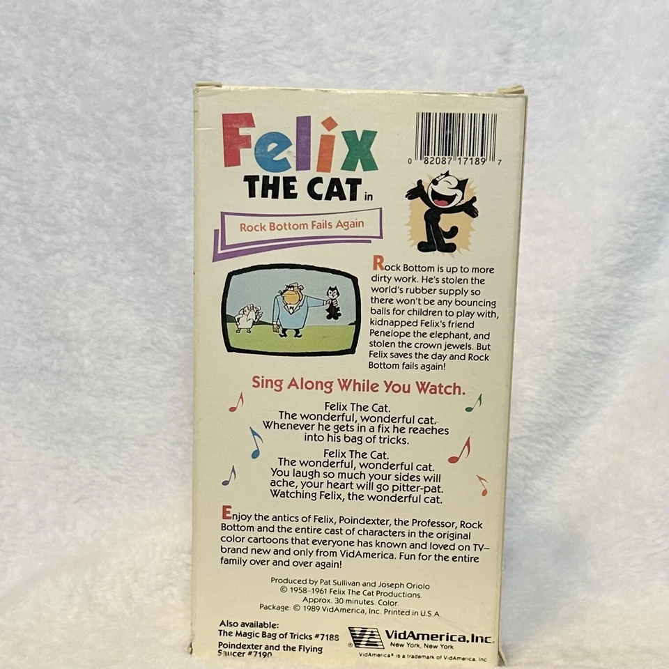 Felix The Cat: Rock Bottom Fails Again VHS 1989 Classic Cartoon Movie Film - Imagem 3 de 4