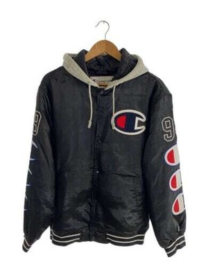 Supreme 18AW champion hooded satin varsity jacket L BLK | eBay