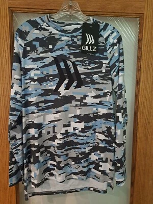 GILLZ Gillz Contender Series UV Long Slv Sun Fishing Shirt Powder Blue-XL-NWT