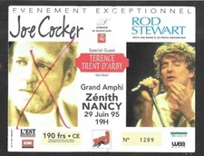RARE / CONCERT TICKET - JOE COCKER ROD STEWART TERENCE TRENT D' ARBY: LIVE 1995