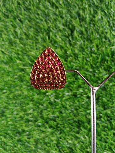 Tradizionale Rosso Rubino Pietra Orecchini a Lobo Triangolo Design Etnico Gioie - Foto 8 di 11