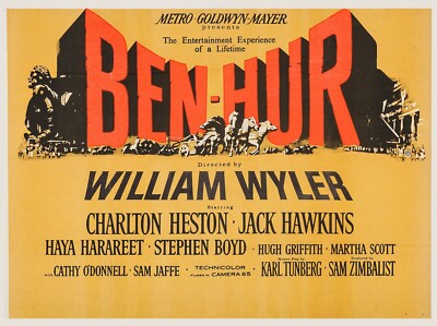 Ben Hur 1959 UK Quad Poster Druck 30x40'' Charlton Heston Jack Hawkins KOSTENLOSER VERSAND