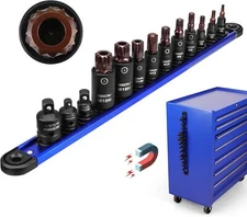 Triple-Square Spline Bit Socket Set: 13-Piece Set with Magnetic... 