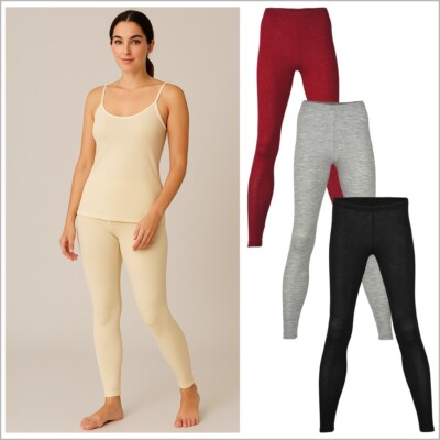 ENGEL Women’s Thermal Base Layer Leggings 70% Organic Merino Wool 30%  Silk