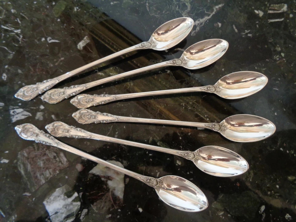 JUEGO DE 6 CUCHARAS DE TÉ HELADO VINTAGE WALLACE SIR CHRISTOPHER PLATA ESTERLINA CUBIERTOS Foto 3 de 4